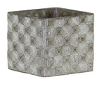 Benzara Square Cement Pot with Embossed Geometrical Rectangular Design, Small, Gray