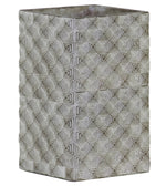 Benzara Square Cement Pot with Embossed Geometrical Rectangular Pattern, Large,Gray