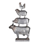 Benzara Metal 4 Stacked Animal Accent Decor with STable Base, Gray