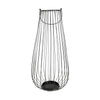 Benzara Bellied Shape Metal Frame Lantern with Hanging Hardware, Small, Black