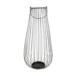 Benzara Bellied Shape Metal Frame Lantern with Hanging Hardware, Small, Black