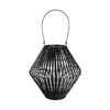 Benzara Bellied Shape BamBoo and Metal Lantern with Tapered Bottom, Large, Black