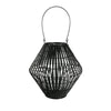 Benzara Bellied Shape BamBoo and Metal Frame Lantern, Small, Black