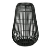 Benzara Metal Frame Bellied Lantern with Wooden Lattice Design, Large, Black