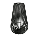 Benzara Tear Drop Shaped Open Caged Metal Frame Lantern with Weaving, Large, Black