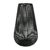 Benzara Tear Drop Shaped Open Caged Metal Frame Lantern with Weaving, Medium, Black