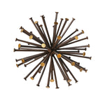 Benzara Round Sea Urchin Design Metal Sculpture, Large, Dark Brown and Gold