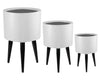 Benzara Round Fibers Tone Planter with Tripod Tapered Legs, Set of 3, White and Black