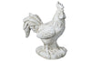 Benzara Decorative Fibers Tone Long Tail Standing Rooster Figurine, Distressed Cream