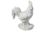 Benzara Decorative Fibers Tone Long Tail Standing Rooster Figurine, Distressed Cream