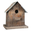 Benzara Corrugated Metal Top Wooden Bird House with Back Door, Brown and Gray
