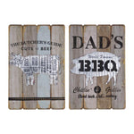 Benzara 2 Piece Slated Plaques with Butchery and Barbeque Graphics, Brown and Black