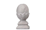 Benzara Cabbage Cement Figurine with Square Pedestal Base, Small, Gray