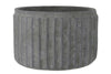 Benzara Round Cement Pot with Vertically Pressed Lines, Small, Gray