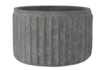 Benzara Round Cement Pot with Vertically Pressed Lines, Small, Gray