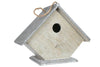 Benzara Wooden Porch Design Bird House with Flat Base and Back Door, Gray