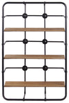 Benzara 3 Tier Wooden Surface Rectangular Metal Wall Shelf, Black and Brown