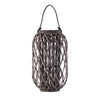 Benzara 19.50 Inch BamBoo Lantern with Lattice Design and Braided Rope Handle,Brown