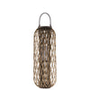 Benzara 39.25 Inch BamBoo Lantern with Lattice Pattern and Braided Rope, Brown
