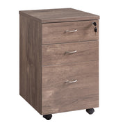 Benzara Wooden File Cabinet with Casters and 3 Drawers, Hazelnut