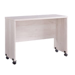 Benzara Rectangular Wooden Desk Return with Casters and Grain Details, White Oak