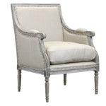Benzara Hand Carved Wooden Armchair with Fabric Upholstered Seating, Gray
