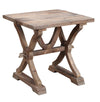 Benzara Wooden Side Table with Braces and Trestle Base, Brown