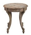 Benzara Round Grained Wooden Frame Side Table with Bow Tapered Legs, Brown