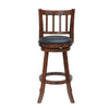 Benzara Round Padded Seat Counter Stool with Slatted Back, Brown and Black