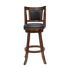 Benzara Round Padded Seat Barstool with Slatted Back, Brown and Black
