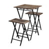 Benzara 3 Piece Foldable Wood and Metal Dining Set with X Frame Leg,Brown and Black