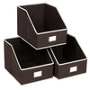Benzara Trapezoid Open Storage Boxes with Fabric Wrapping, Set of 3, Brown