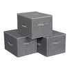 Benzara Wooden Frame Zippe Storage Boxes with Fabric Wrapping, Set of 3, Gray