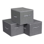 Benzara Wooden Frame Zippe Storage Boxes with Fabric Wrapping, Set of 3, Gray