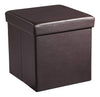 Benzara Square Leatherette Foldable Storage Ottoman with Padded Seat, Brown