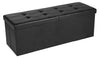 Benzara Leatherette Foldable Storage Ottoman Bench with Tufted Seating, Black