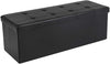 Benzara Button Tufted Rectangular Foldable Storage Ottoman Bench, Black