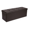 Benzara Foldable Metal Frame Storage Ottoman Bench with Tufted Seat, Brown