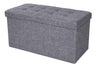 Benzara Foldable Fabric Upholstered Storage Ottoman with Tufted Details, Gray