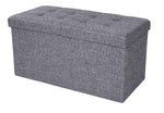 Benzara Foldable Fabric Upholstered Storage Ottoman with Tufted Details, Gray