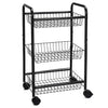 Benzara 3 Tier Metal Frame Kitchen Cart with Casters and Grid Details, Black