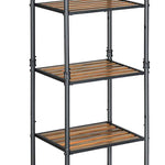 Benzara 5 Tier Metal Frame Plant Stand with Adjustable Shelves, Brown and Black