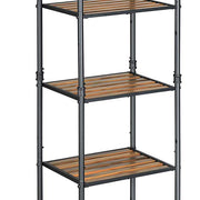 Benzara 5 Tier Metal Frame Plant Stand with Adjustable Shelves, Brown and Black
