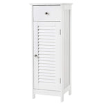 Benzara Corrugated Door Wooden Bathroom Storage with 1 Drawer, White
