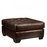 Benzara Button Tufted Cushioned Oversized Ottoman with Tapered Block Legs, Brown