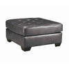Benzara Button Tufted Cushioned Oversized Ottoman with Tapered Block Legs, Gray