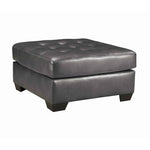 Benzara Button Tufted Cushioned Oversized Ottoman with Tapered Block Legs, Gray