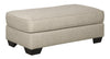 Benzara Rectangular Fabric Upholstered Wooden Ottoman with Tapered Legs, Beige