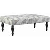 Benzara Wooden Polyester Upholstered Oversize Ottoman with Nail head Trim, Dark Gray