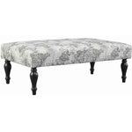 Benzara Wooden Polyester Upholstered Oversize Ottoman with Nail head Trim, Dark Gray